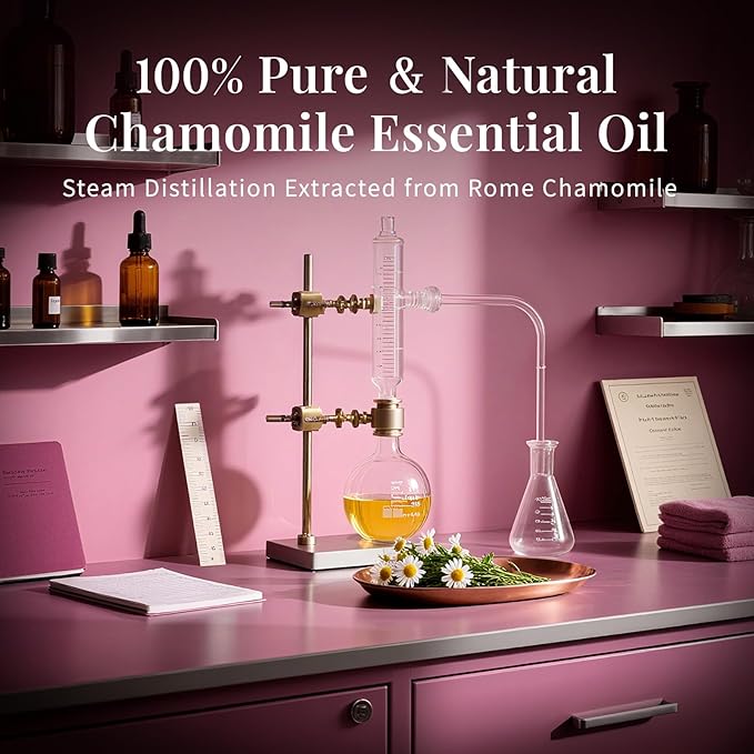 SU JUABA Chamomile Essential Oil 4 Oz, 100% Pure Natural for Relaxation, Skin Care, Massage, Sleep & Aromatherapy - 118ML Bloomnest