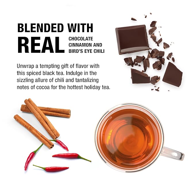 Tiesta Tea - Sexy Hot Christmas Tea, Loose Leaf, Cocoa Chili Black, Premium High Caffeinated Blend, Spicy Black, Make Hot or Iced, Brews Up to 25 Cups, 2 Ounce Resealable Bulk Pouch - Bloomnest