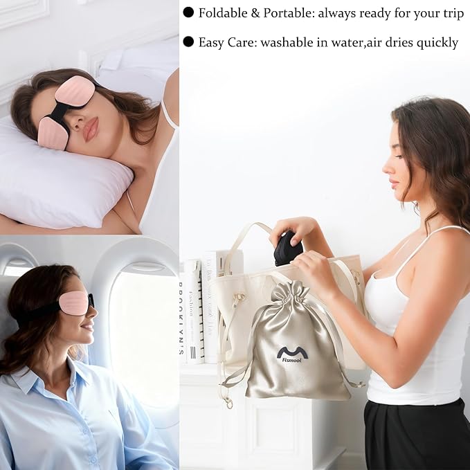 100% Blackout Sleep Eye Mask for Women Men, Zero Pressure Sleeping Mask - Sleep Mask for Cpap Users and Eyelash Friendly Night Blindfold, Adjustable Ultra Soft Comfortable for Dry Eye Mask - Bloomnest
