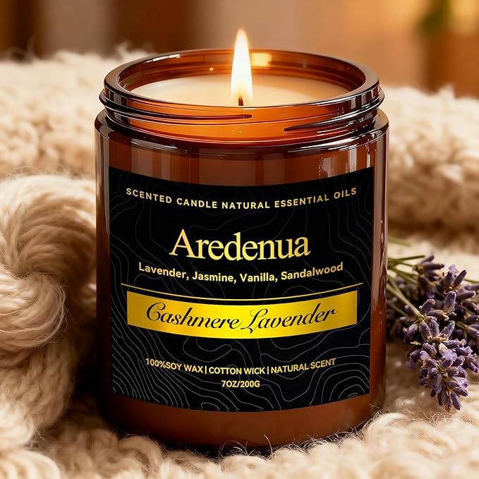 Cashmere Lavender Candle - 7oz Soy Candle for Home Scented, Scented Candles for Home, 50 Hours of Burn Time -Relaxing Floral Aromatherapy Gift for Bedroom - Bloomnest