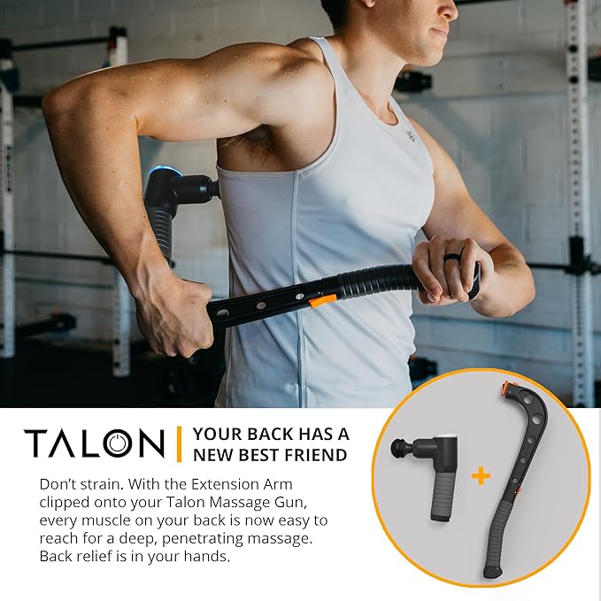 Brazyn - Talon Percussion Massage Gun + Massage Cane + Gun Holder System - Deep Tissue Muscle Massager with Arm Attachment for Whole Body Pain Relief, Upper and Lower Back, Neck & Shoulder Relaxer - Bloomnest