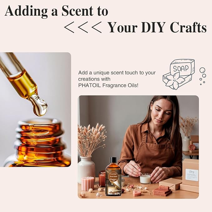 PHATOIL 3.38FL.OZ Warm Santal Fragrance Oils for Aromatherapy, Essential Oils for Diffusers for Home, Perfect for Diffuser, Yoga, Skin Care, DIY Candle and Soap Making - 100ml - Bloomnest