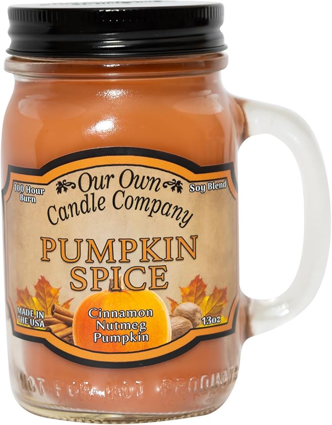 Our Own Candle Company Pumpkin Spice Scented 13 Ounce Mason Jar Candle - Bloomnest