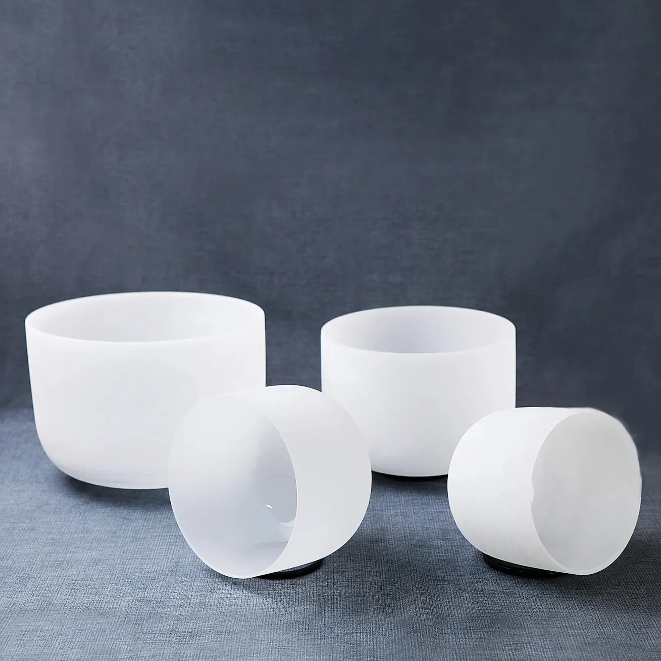 Hye-eun 432hz Crystal Singing Bowl Set 4pcs 6"B 8"G 10"E 12"C Frosted Quartz Sound Bowl with Free Carry Bag Mallets and Rubber for Sound Healing Bath Keep Balance Therapy Meditation Yoga