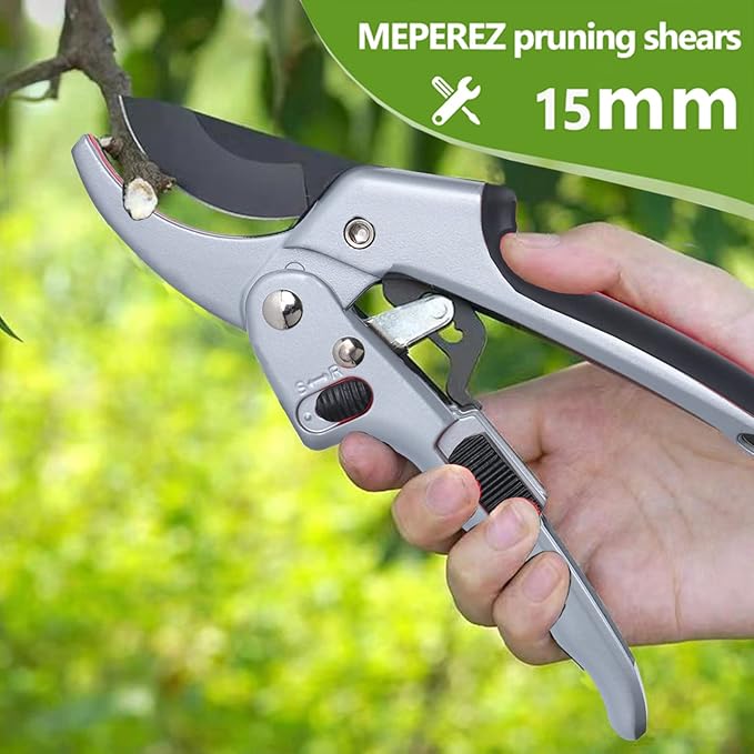 Garden clippers, premium Germany pruners, Work 3 times easier, professional ratchet pruning shears, cutting rose, flower, hedge, stem, tree, Sharp gardening scissors, Arthritis weak hand snips - Bloomnest