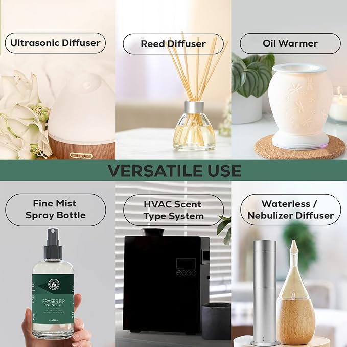 Aroma Country Fraser Fir Diffuser Oil - Luxury Essential Oils for Diffuser Refill & Air Freshener Room Spray - Long-Lasting & Natural Home Fragrance, Pine Needle Scented Oil for Diffusers (8.5 Fl. oz) AromaCountry