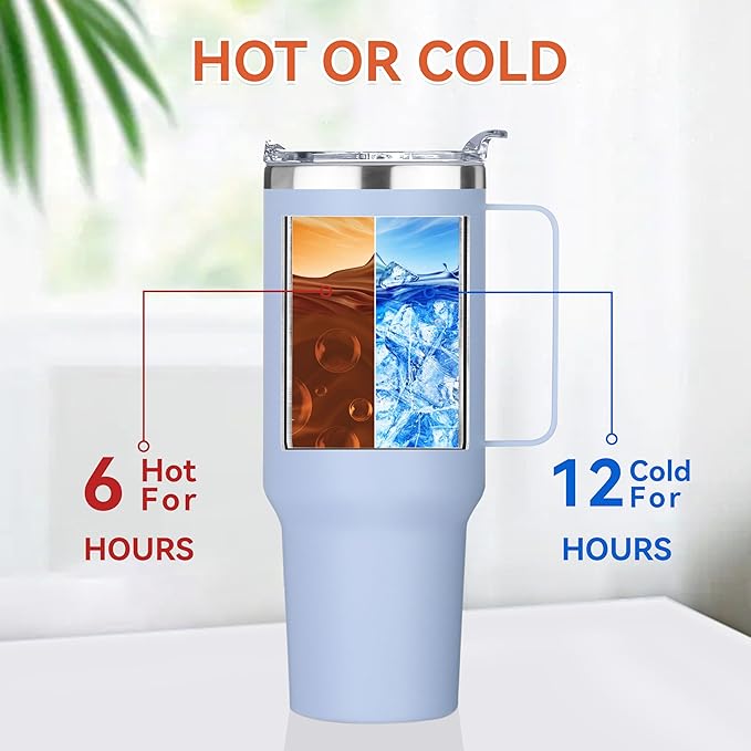 HASLE OUTFITTERS 40 oz Stainless Steel Tumbler with Handle, Vacuum Insulated Tumblers Bulk, Reusable Double Wall Travel Coffee Mug, Durable Powder Coated Water Bottle(Blue, 4) - Bloomnest