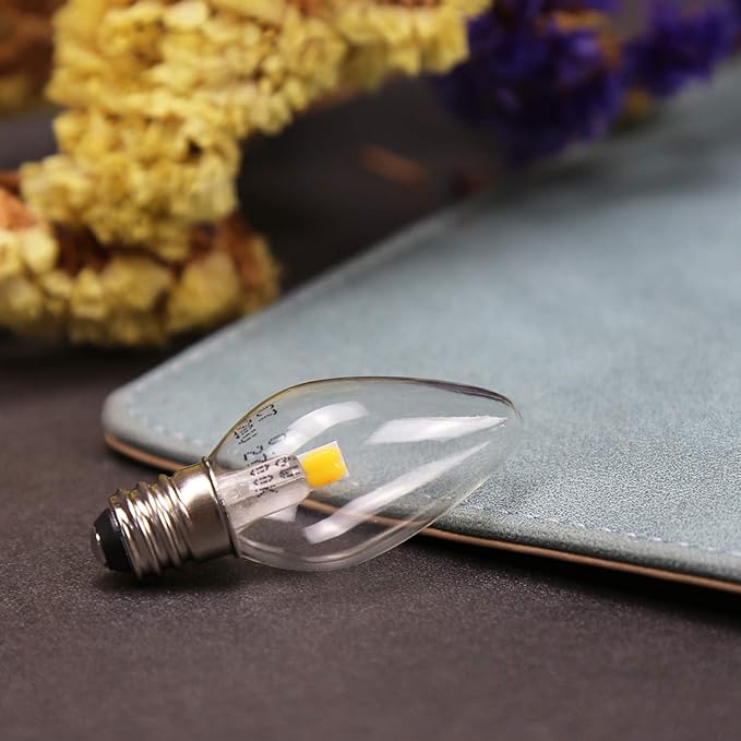 Night Light Bulb – C7 E12 LED Bulbs – Candelabra, 0.6 Watt Equivalent 7W Incandescent Bulb, Warm White 2700K, Window Candles & Chandeliers Replacement Bulb, 6 Pack - Bloomnest