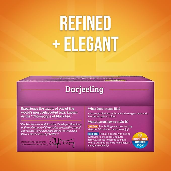 Twinings Darjeeling Black Tea Individually Wrapped Bags, 50 Count (Pack of 6), Delicate Light Taste, Caffeinated, Enjoy Hot or Iced, 300 Teabags - Bloomnest
