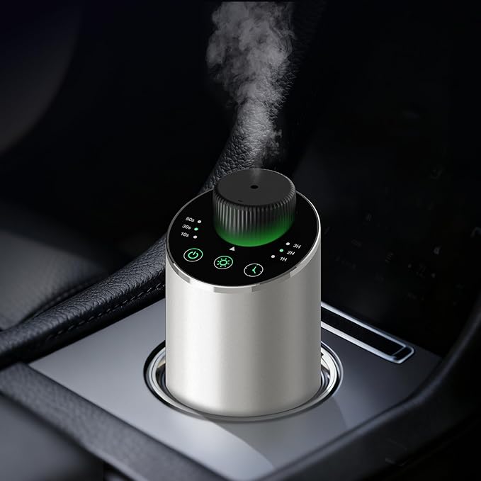 Waterless Essential Oil Diffuser Scent Aromatherapy Diffusers for Home Large Room, Car, Office, Portable Battery Operated Cordless Air Freshener, 4 Timers & 3 Mist Levels, 100ml Capacity (Silver) - Bloomnest