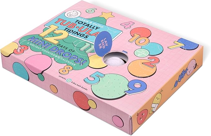 Dabble & Dollop Totally Tub-ular Tidings 12 Days of Mini Bath Bombs Holiday Countdown Calendar - Fizzy Natural Bath Bomb Advent Calendar Holiday Gift - Bloomnest