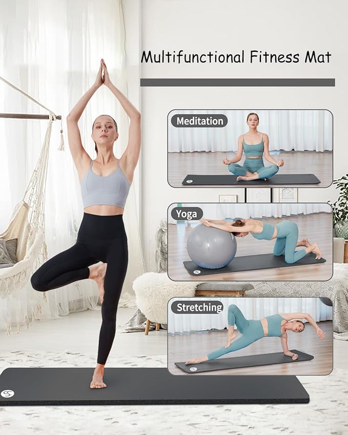 Yoga Mat Thick 1 inch Exercise Mat 76.7"x24" Workout Mats for Home Gym, Non-slip Yoga Mat for Women Men, with Carrying Yoga Bag