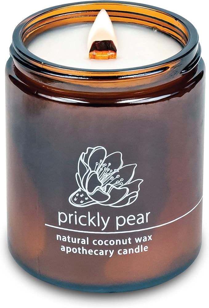 Hemlock Park Crackling Wood Wick Candle Handcrafted with Natural Coconut Wax (Standard 8 oz, Desert Prickly Pear) - Bloomnest