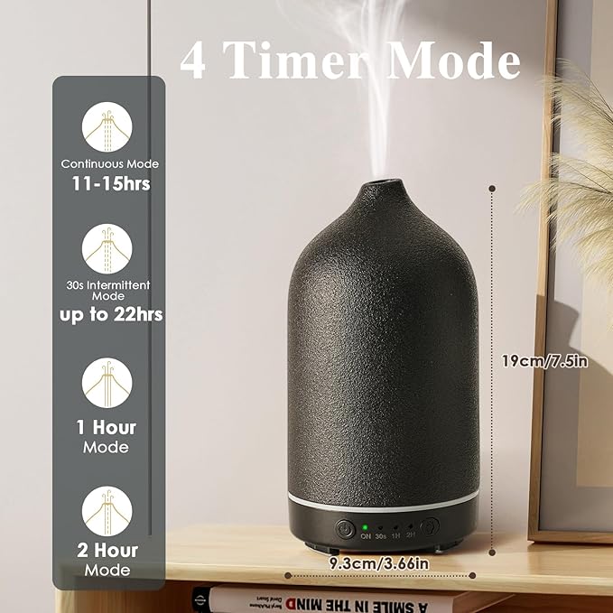 Diffuserlove Ceramic Essential Oil Diffuser Aromatherapy Diffusers for Home Bedroom Air Stone Diffuser Black Base - Bloomnest