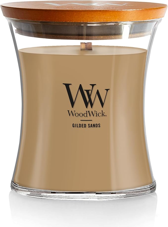 WoodWick Gilded Sands Scented, Medium Hourglass, Crackles as it Burns, Up to 50 hrs Burn time, Perfect for Gifting, 9.7oz - Bloomnest