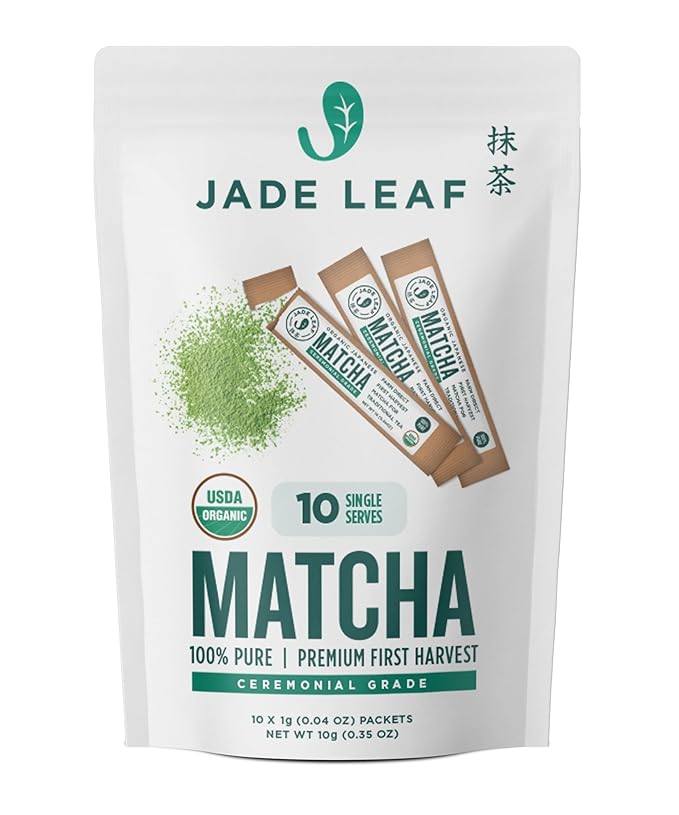 Jade Leaf Matcha Organic Premium Ceremonial Grade Matcha Green Tea Powder - Japanese - Culinary, Ingredient, Ceremonial Barista Teahouse, Latte, Collagen, 0.04 Ounce (Pack of 10), Ceremonial Matcha - Bloomnest