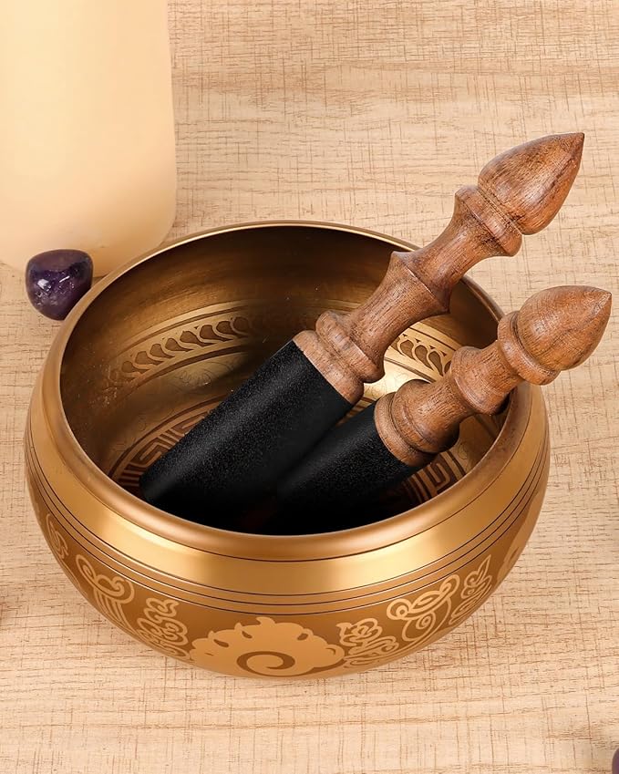 Singing Bowl Mallet 100% Hand-Sculpture in Nepal Tibetan Singing Bowl Wooden Mallet Striker Sound Bowl Stick Meditation Accessories for Meditation Yoga Relaxation Healing Gifts - Bloomnest