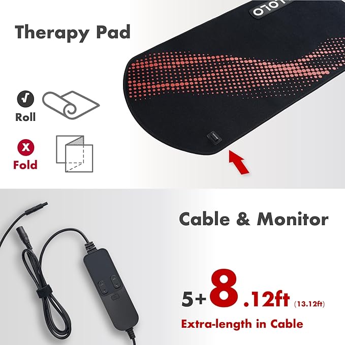 ALLOLO Red Light Therapy for Body, 32.7"*15.7" Large Infrared Light Therapy with Timer, 405pcs 3-in-1 LEDs 660nm&850nm Red Light Therapy Mat for Back Belly Knee Shoulder Leg(with Storage Bag&Glasses)