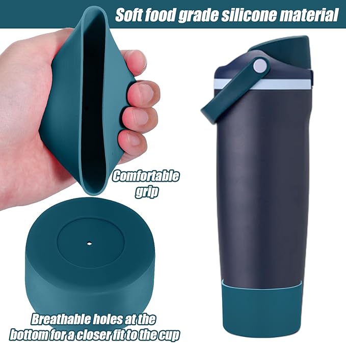 Mity rain 2PCS Protective Silicone Boots for Owala 30oz & 40oz FreeSip Sway Bottles & Tumblers - Accessories for owala, Enhances Stability & Prevents Scratches (Dark Cyan-Blue) Mityrain