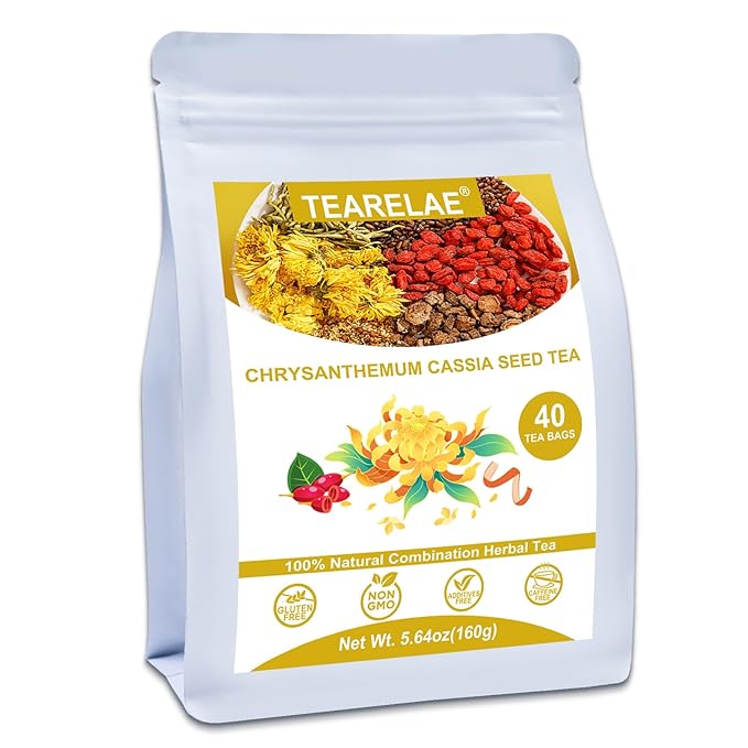 TEARELAE - Chrysanthemum Cassia Seed Tea - 4g x 40 Count - Burdock Root, Goji Berry, Honeysuckle, Osmanthus - Combination Herbal Tea Bag - Bloomnest