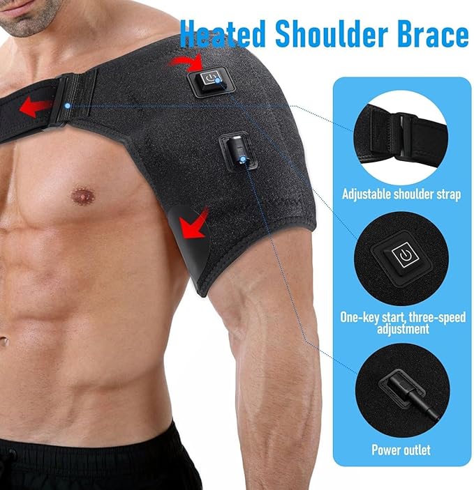 Shoulder-Heating-Pad-Heated-Wrap - 3 Heat Levels Heating Pad for Shoulder Pain for Men Women Frozen Shoulder Pain Relief - Bloomnest