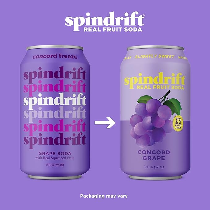 Spindrift "Concord Freeze" Grape Soda Made With Real Squeezed Fruit 12 Pack Case - Bloomnest