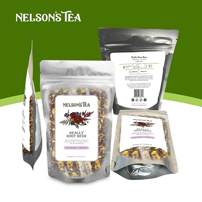 Nelson's Tea Really Root Beer - Caffeine Free Sarsaparilla Root Herbal Loose Leaf Tea; Blend of Flavors like Sarsaparilla, Sassafras Burdock, and More! - (Sample 0.5 Oz) - Bloomnest