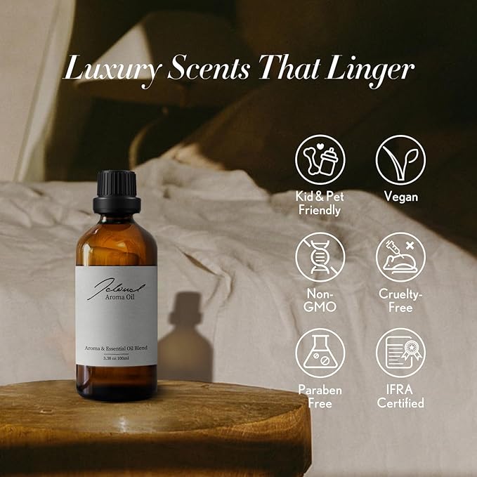 JCLOUD Paris Essential Oil for Diffuser - Hotel Diffuser Oil & Home Luxury Scents - Pure Aromatherapy Diffuser Oil with Rose, Jasmine and Honeysuckle, Natural & Pet Safe - 100mL JCLOUD