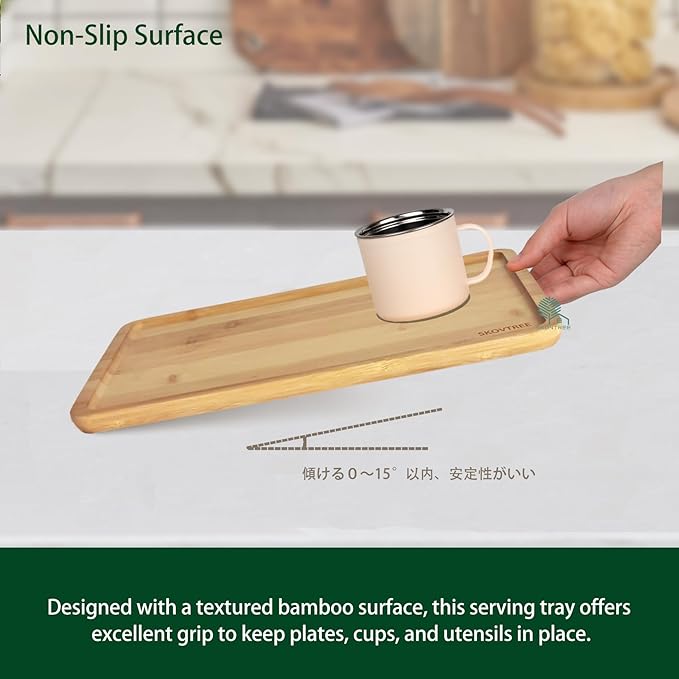 Bamboo Tray for Serving Food, Tray for Eating and Serving Coffee, Tea, 13.0×9.1 Inch - Bloomnest
