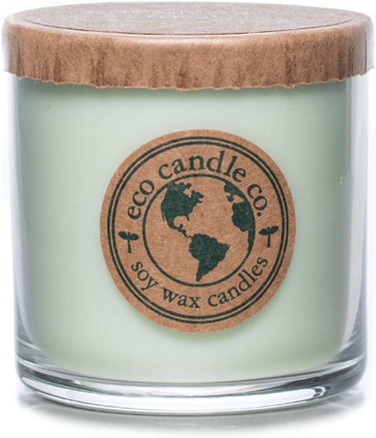 ECO CANDLE CO. Recycled Candle, Eucalyptus Mint, 6 oz. - Scents of Eucalyptus, Spearmint, & Peppermint - 100% Soy Wax, No Lead, Kraft Paper Label & Lid, Hand Poured, Made from Midwest Grown Soybeans - Bloomnest