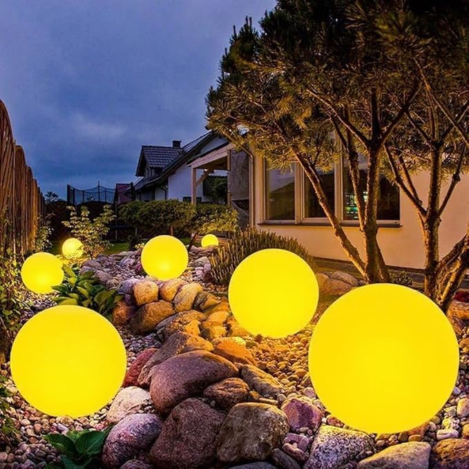 50CM/20-inch Large LED Globe Orb Light, Rechargeable LED Ball Light, Dimmable 16 RGB Colors Globe Floor Lamp w/Remote, Indoor/Outdoor Waterproof Glowing Orb Mood Lamp for Home Garden Patio Party - Bloomnest