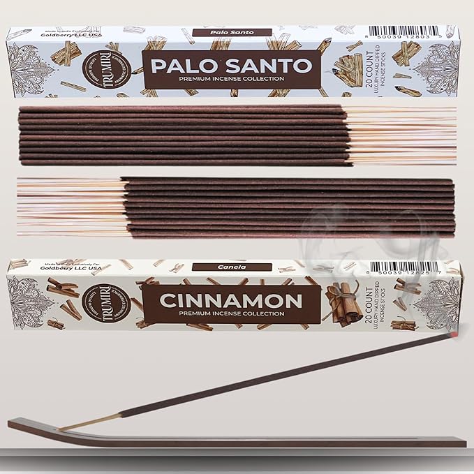 Trumiri Incense Sticks - Combo Pack of 40 Insence-Sticks - 20 Palo Santo + 20 Cinnamon - Insenses - Insents - Incents - Inscense - Incence - Incienso - All Natural Incense Sticks TRUMIRI