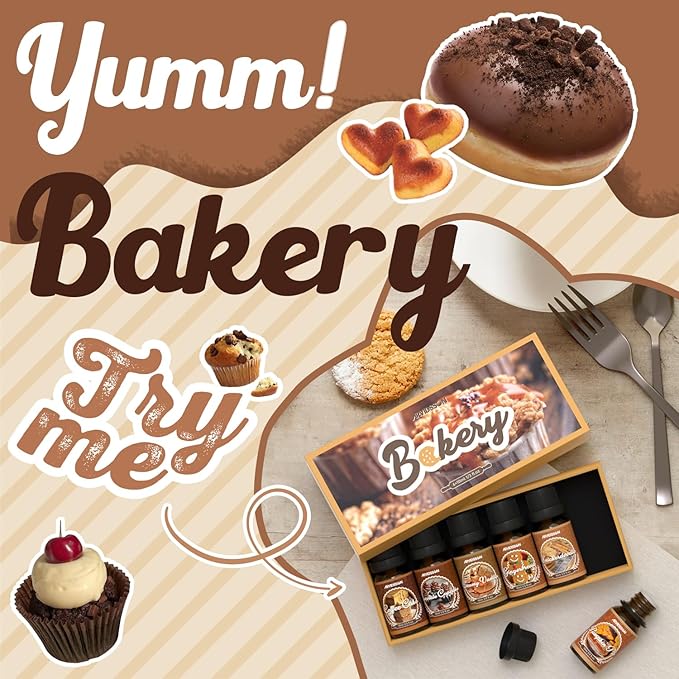 Bakery Fragrance Oils Set, ARVIDSSON Bakery Dessert Essential Oils for Candle Making, Pumpkin Pie, Snickerdoodle, Gingerbread, Creamy Vanilla and More, Cozy Fall Essential Oils for Diffuser - Bloomnest