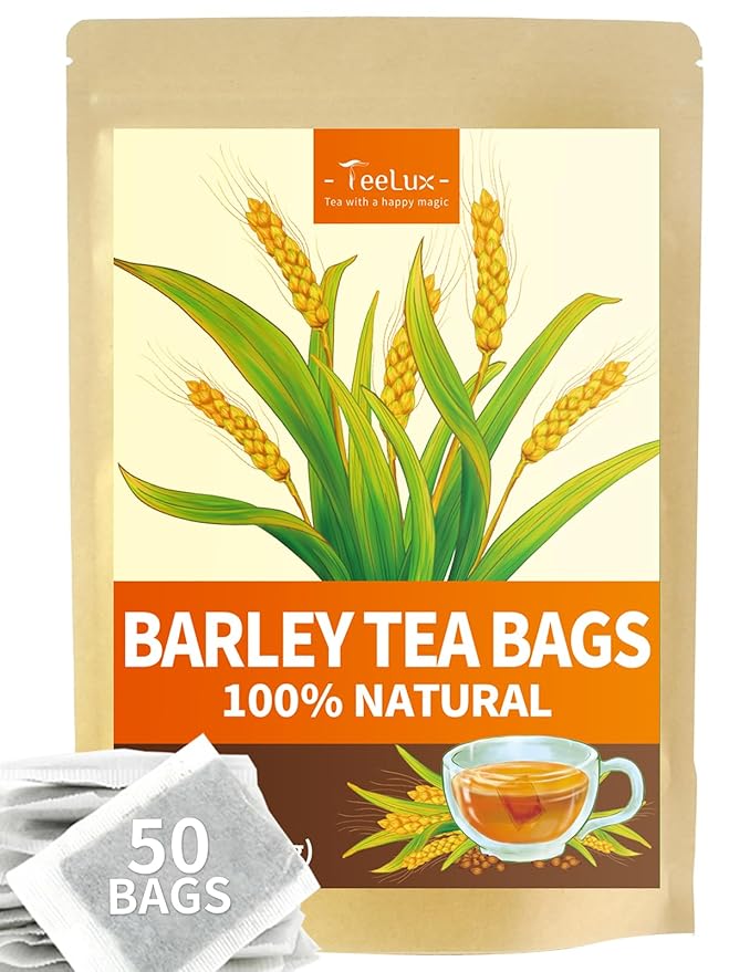 TeeLux Barley Tea Bags, Pure Roasted Barley Tea, Caffeine Free, Sugar Free, Nutty Flavor, 2g x 50 Bags - Bloomnest