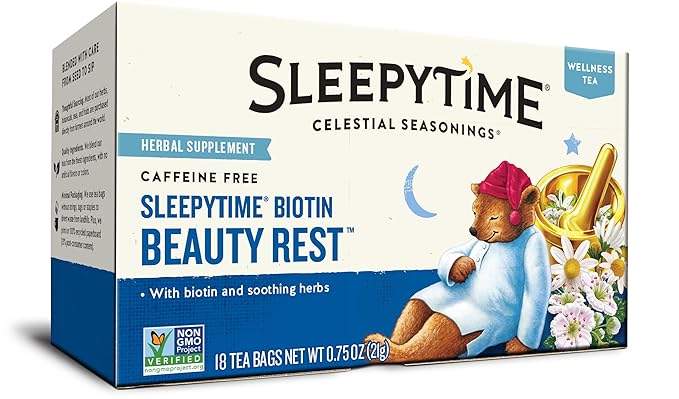 Celestial Seasonings Sleepytime Biotin Beauty Rest Tea, 18 Tea Bags Box - Bloomnest