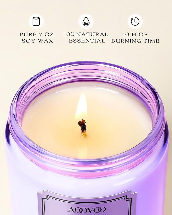 AOOVOO Scented Candles for Women - 6 Pack Colorful Jar Candle for Home Scented, 42oz Soy Candles, 300 Hours Burn Time, Aromatherapy Candles Gifts Set for Birthday - Bloomnest