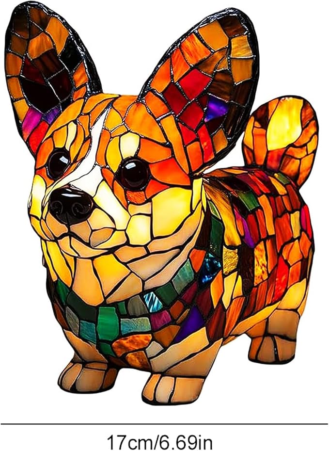 Cute Puppy Lamp, Dog Series Art Night Light, Stained Resin French Bulldog, Corgi, and Dachshund Lamp, Cute Pet Dogs LED Table Lamp with Warm Ambient Glow, Fun Gift for Dog Lovers (Corgi) - Bloomnest