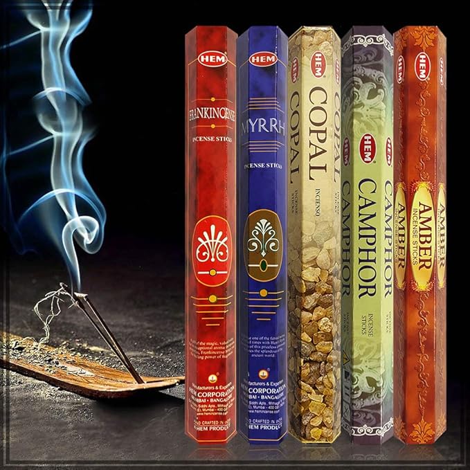 Hem Incense Sticks Variety Pack #4 and Incense Stick Holder Bundle with 5 Unique Based Fragrances - Bloomnest