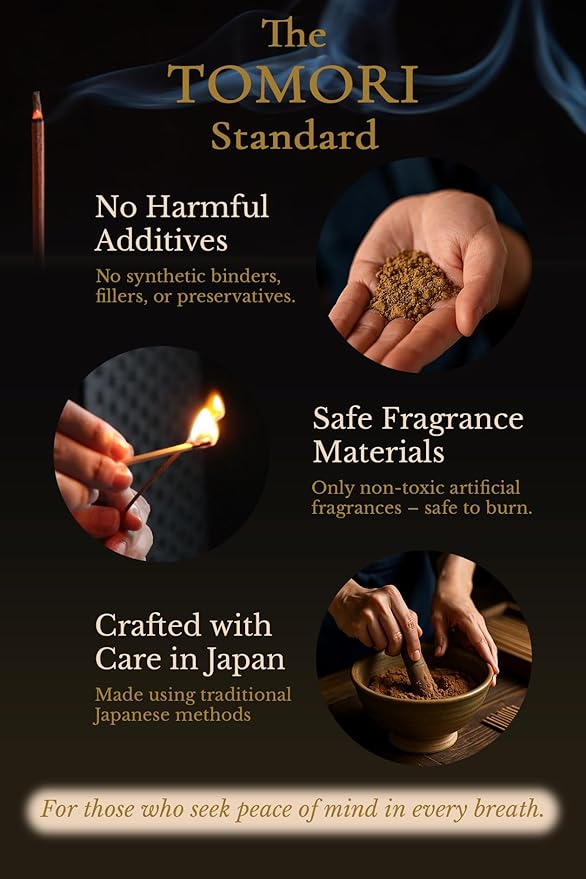 Sandalwood Premium Japanese Incense Sticks 60sticks Coreless Low Smoke Natural Charcoal Free Non Toxic Temple Kyoto Aroma Aromatherapy Meditation Calming Stress Relief Relaxation Yoga Zen TOMORI
