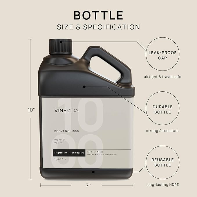 VINEVIDA [128 Fl Oz] Scent NO. 1000 Inspired by My Way Fragrance Oil For Cold Air Diffuser, Aromatic Notes of Leather Lemon Sandalwood, Essential Oil for Diffuser Oil Refill & Air Freshener Room Spray - Bloomnest