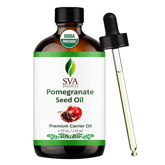 SVA Pomegranate Seed Organic - 4 Fl Oz – 100% Natural Cold Pressed Organic Pomegranate Oil - for Face, Skin Care, Hair Care, Scalp Massage & Body Massage – Carrier Oil with Dropper - Bloomnest