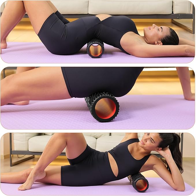 Foam Roller, 15" High Density Foam Back Roller, Wave Textured Massage Roller for Deep Muscle Massage Pilates Yoga,Fitness Exercise Roller for Whole Body Release(Black)