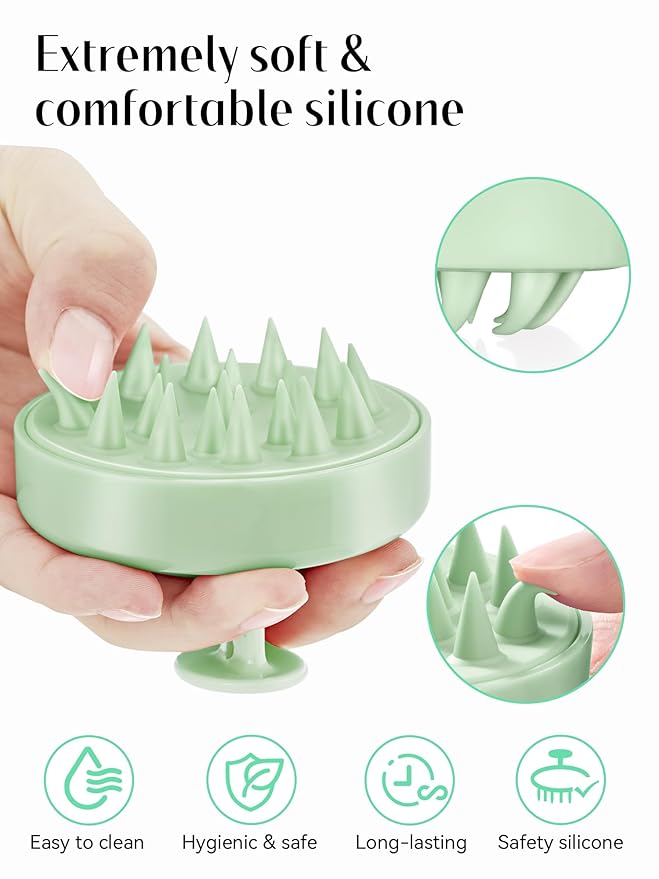 HEETA Scalp Massager Hair Growth, Soft Silicone Scalp Scrubber Shampoo Brush for Exfoliation, Dandruff Removal Head Massage Stress Relax, Wet & Dry Use for Thick Thin Curly Hair Care, Lime Green HEETA