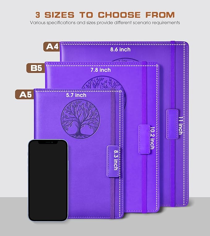 Lined Journal Notebook for Women Men,256 Pages B5 Large Hardcover Leather Journals for Writing,Travel,Business,Work & School,College Ruled Notebooks for Note Taking,Diary Notepad 7.8"×10.2" - Bloomnest