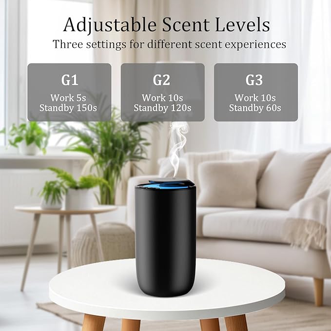Waterless Diffuser for Essential Oil, Rechargeable Mini Fragrance Scent Air Machine, 3-Color Ambient Night Light, Aluminum, 0.51 Oz/15mL, 3 Countdown Timers & 3 Mist Levels for Home, Car, Titanium - Bloomnest