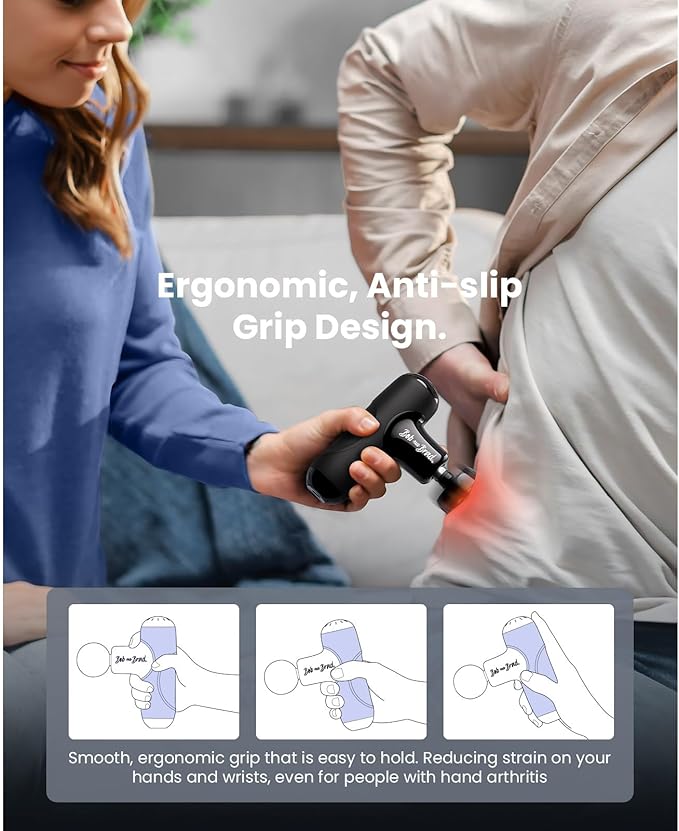 BOB AND BRAD Q2 Plus Mini Massage Gun with Heat, Pocket-Sized Heated Deep Tissue Massager Gun, Portable Percussion Muscle Massager Gun, Ultra Small & Quiet Muscle Massage Gun - Bloomnest
