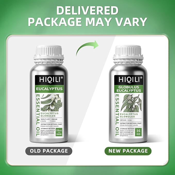 HIQILI Eucalyptus Essential Oil for Spray, Diffuser & Skin, 100% Pure Undiluted - 16 Fl Oz - Bloomnest