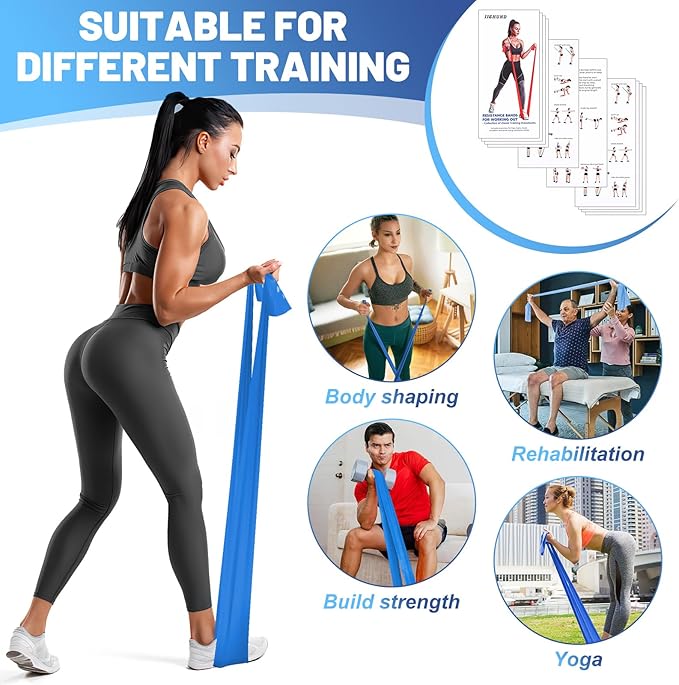 5 Pcs Resistance Bands, Professional Exercise Bands Elastic Stretch Bands for Fitness Yoga Pilates Stretching Strength Training, Workout Bands for Women and Men Home Gym - Bloomnest