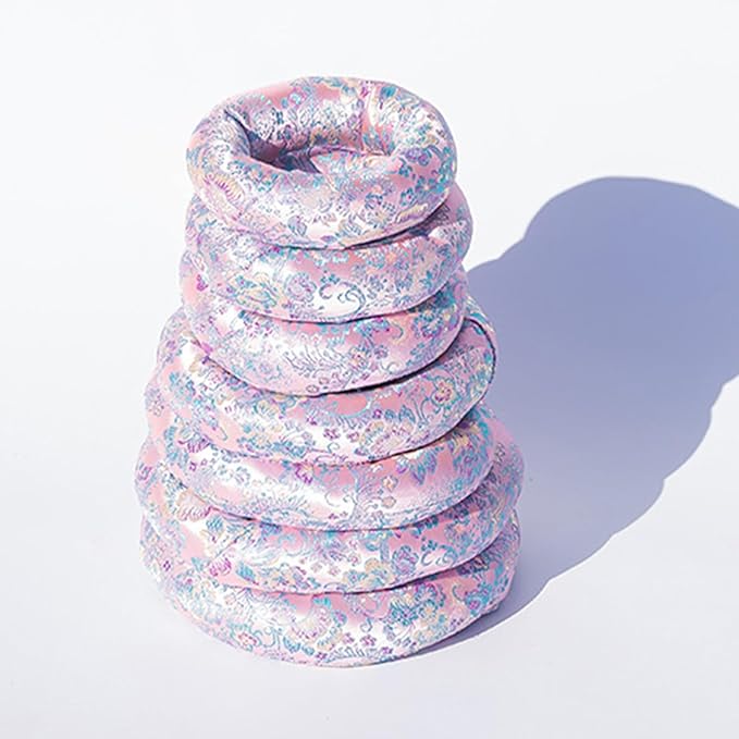 Singing Bowl Cushion Silk Brocade Ring Cushion Pillow 7 Set，Used for Crystal/Tibetan Singing Bowls ，Singing Bowls Cushion,O-Ring Set，Buddhist Sound Bowl Pad (Color : Pink, Size : 6-12) - Bloomnest