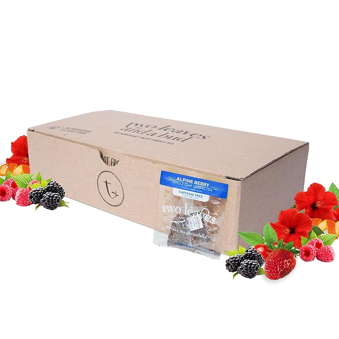 Two Leaves and a Bud Alpine Berry Herbal Tea Bags, Naturally Caffeine Free, Whole Leaf Herbal Tea in with Hibiscus in Sachets, 100 Count - Bloomnest